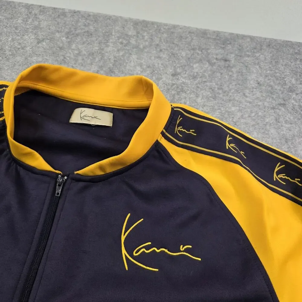 VTG Karl Kani Track Jacket Mens 4XL Big & Tall‎ Yellow Navy Colorblock Full Zip